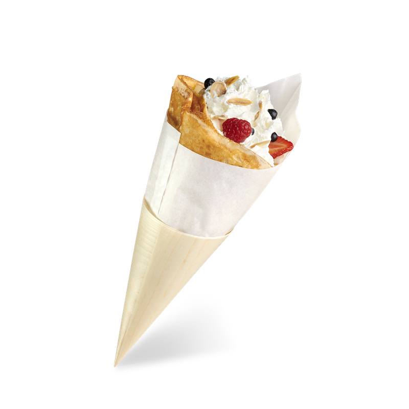 Cône crêpe en bois pour présentations inédites & attractives