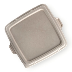 Emballage pour galette a emporter, en bagasse avec couvercle