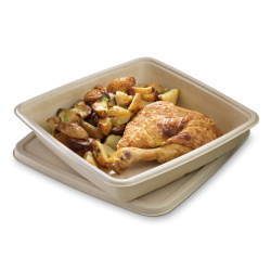Packaging for Galettes and Crêpes, made in bagasse, with lid