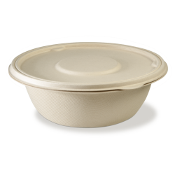 Disposable Salad Bowl in bagasse & lid available in 5 sizes