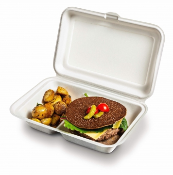 Flache Ökologische Bagasse-Box-Verpackung für Burger zum Mitnehmen