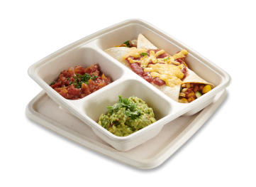 Square tray 2 with 3 compartments