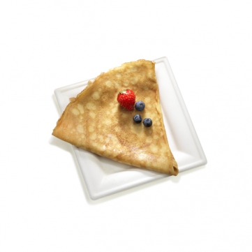Small ecological square plate in white bagasse for take-away