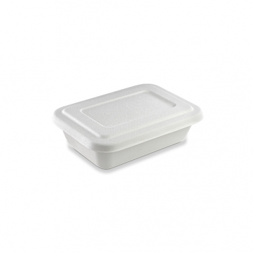 Emballage écologique en bagasse blanc pour plat chaud ou froid à emporter